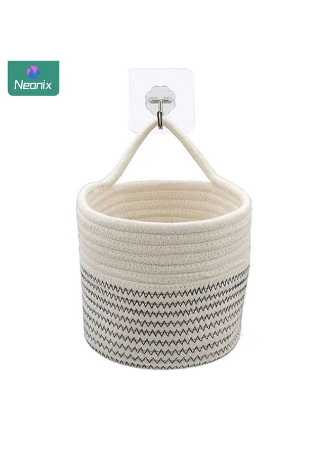 Neonix Nordic-style cotton rope woven storage basket Hanging utility storage basket - Image 1